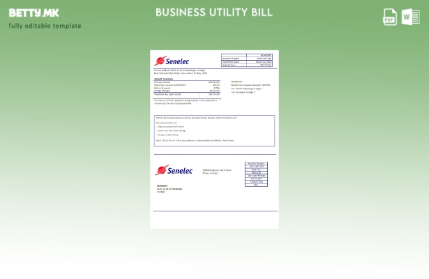 модерен стил Senelec Agence Sacré Coeur Company Шаблон за деловни сметки за кому
